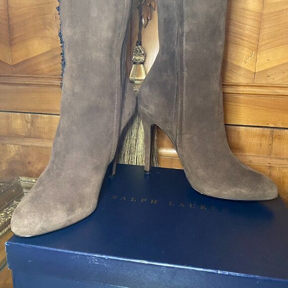 Ralph Lauren 2010 Collection Made in Italy Corita Brown Kid Suede Soutache Boot - Picture 16 of 16